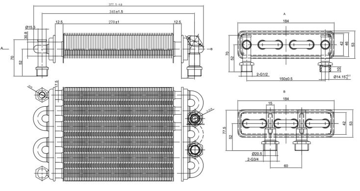 Теплообмінник бітермічний Biasi Boiler Sky 24S, 24A (BI1472104), ціна | Піраміда24